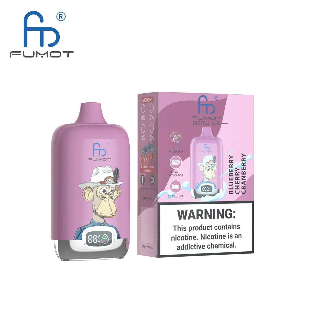 fumot-digital-box-12000-einweg-vape-blueberry-cherry-cranberry image 2