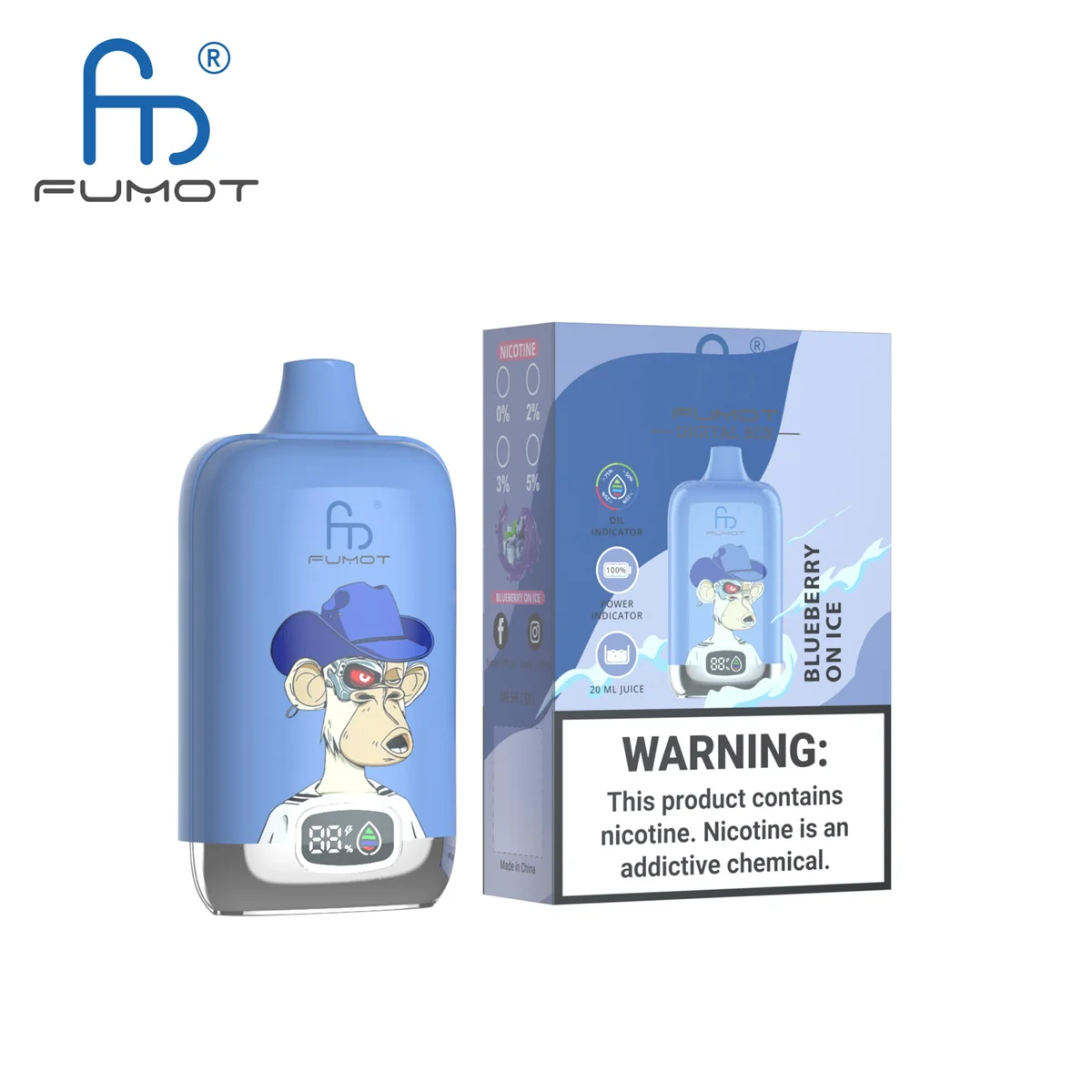fumot-digital-box-12000-einweg-vape-blueberry-on-ice image 2