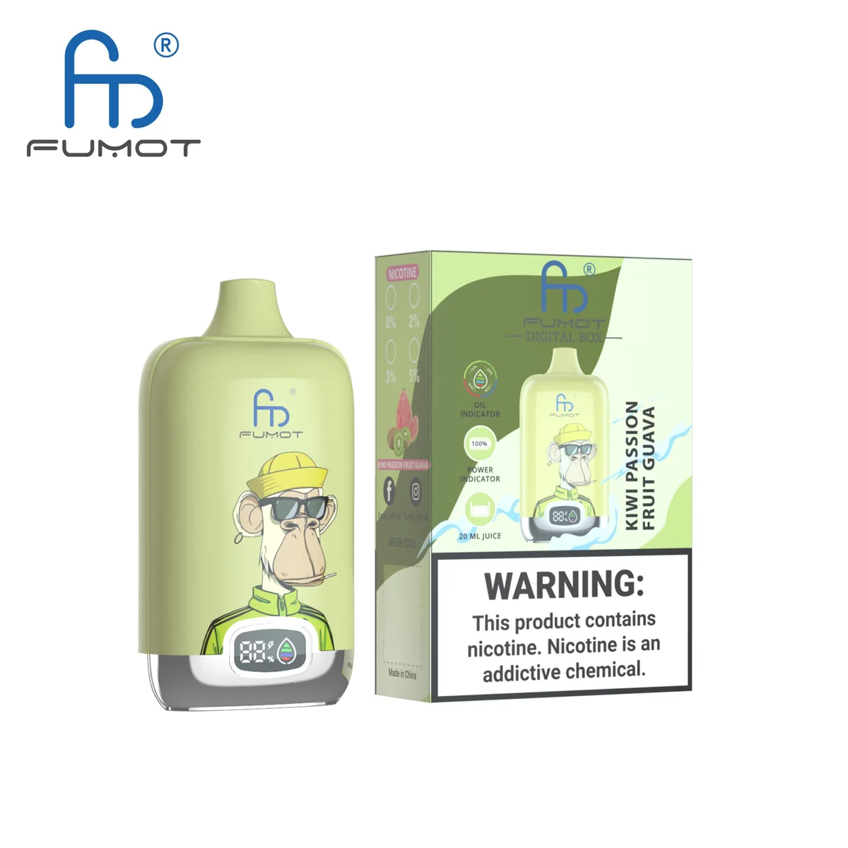 fumot-digital-box-12000-einweg-vape-kiwi-passion-fruit-guava-12-000-puffs-20-ml image 2