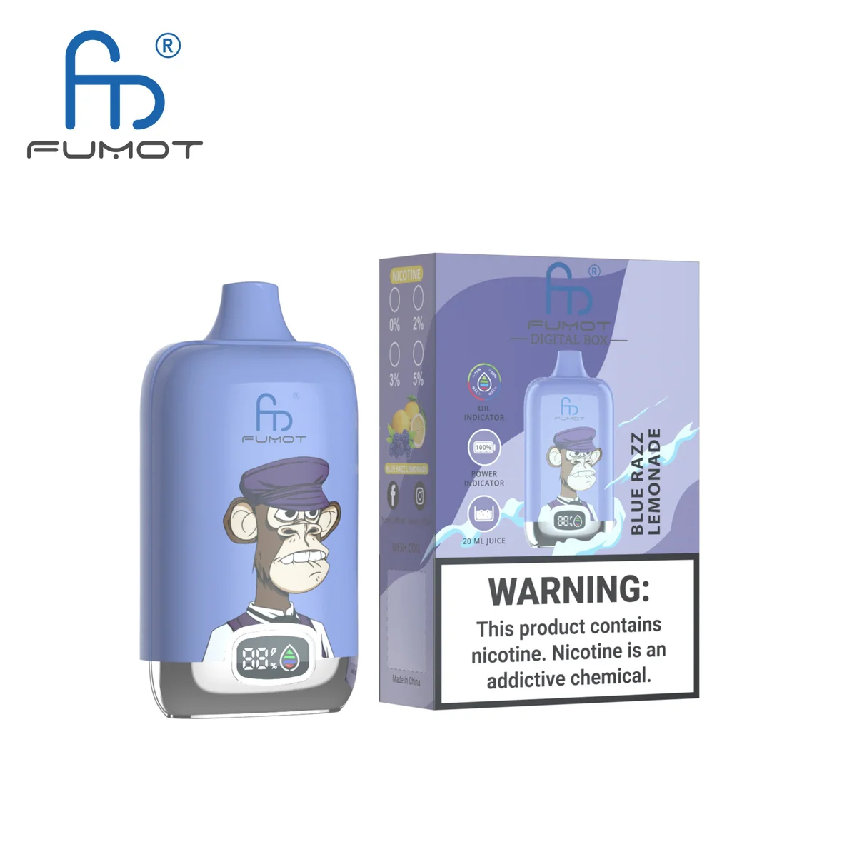fumot-digital-box-12000-einweg-vape-blue-razz-lemonade-12-000-puffs-20-ml image 2