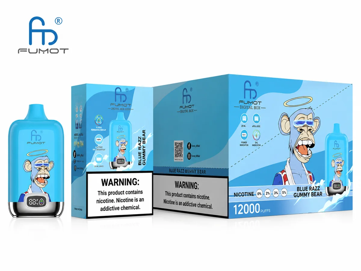 fumot-digital-box-12000-einweg-e-zigarette-blue-razz-gummy-bear image 3