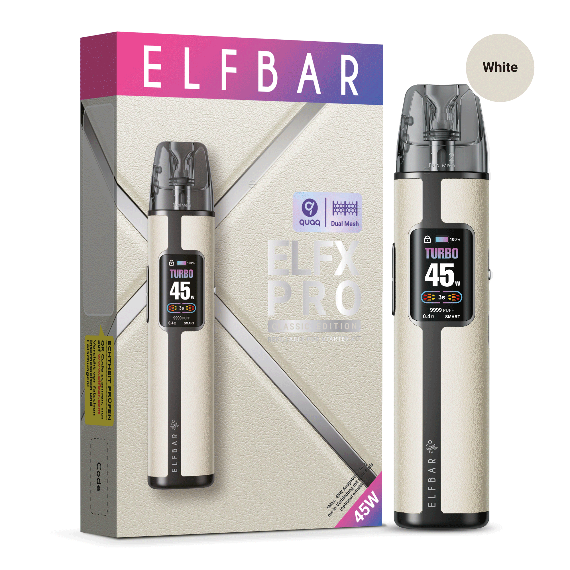 elfbar-elfx-pro-white-pod-kit-45w-mit-1-200-mah-und-0-96-display image 2