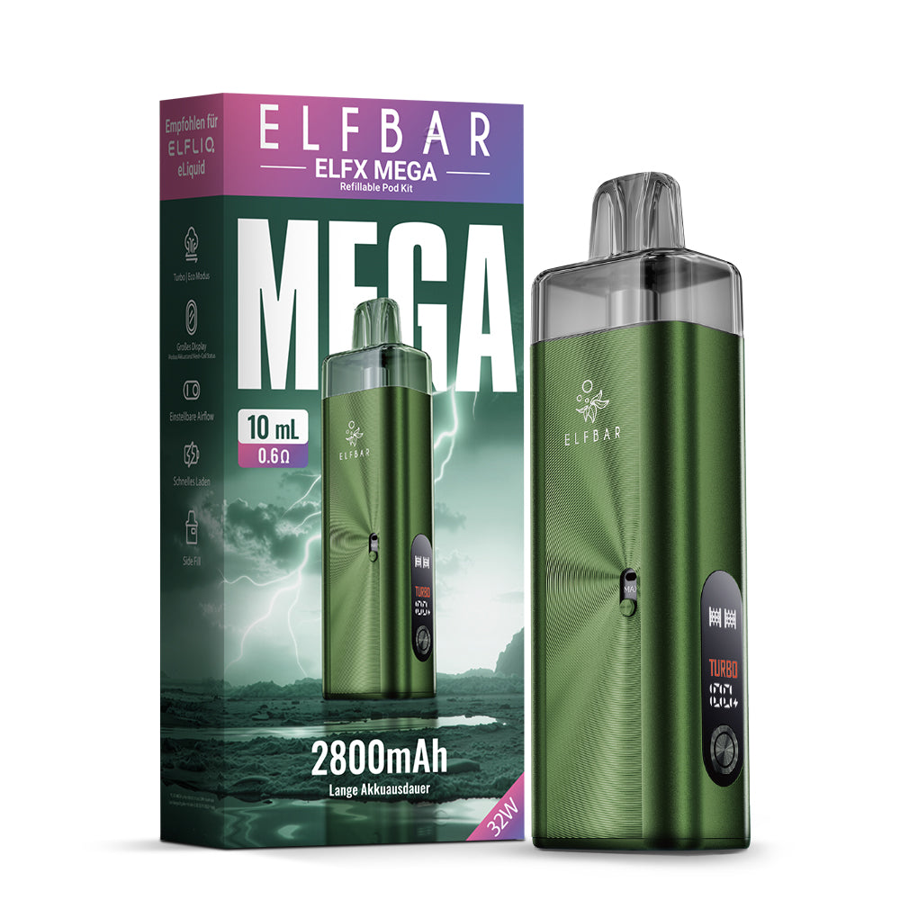 elfbar-elfx-mega-kit-green-2800mah-pod-kit-32w-mit-display image 2